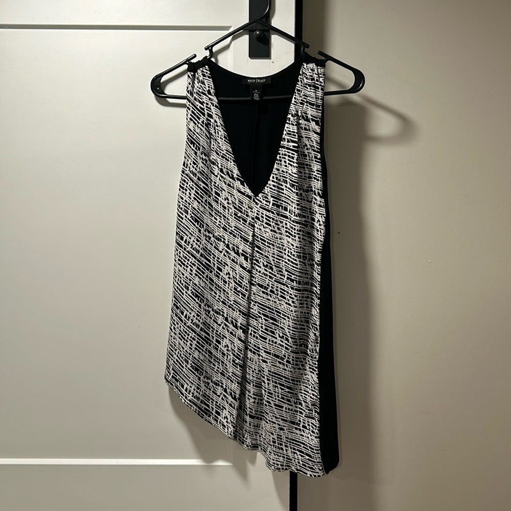 White House Black Market dressy tank. Size Medium black/white design